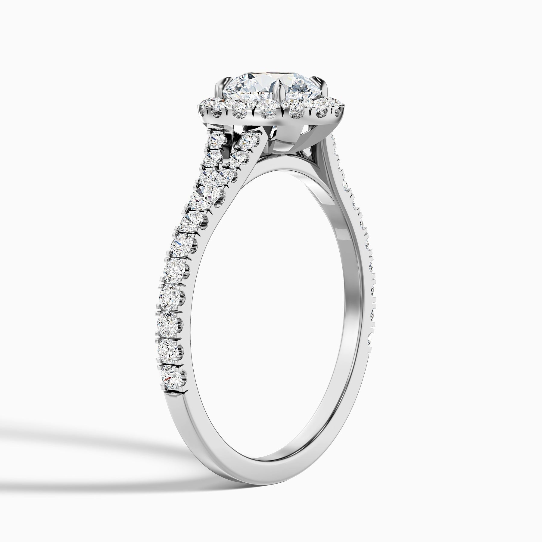 Aether 1 Carat Round Halo Pave Lab Grown Diamond Ring in 10k White Gold